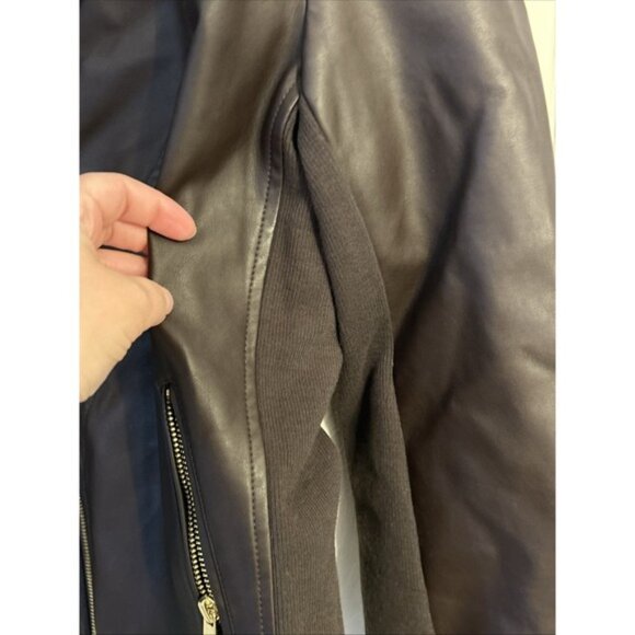 Kenneth Cole Reaction Womens  Moto Jacket Size S Dark Brown Faux Leather‎ Zipper - Picture 3 of 8